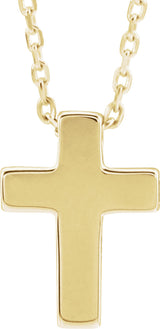 14K Yellow Gold Petite Cross 16-18" Necklace  