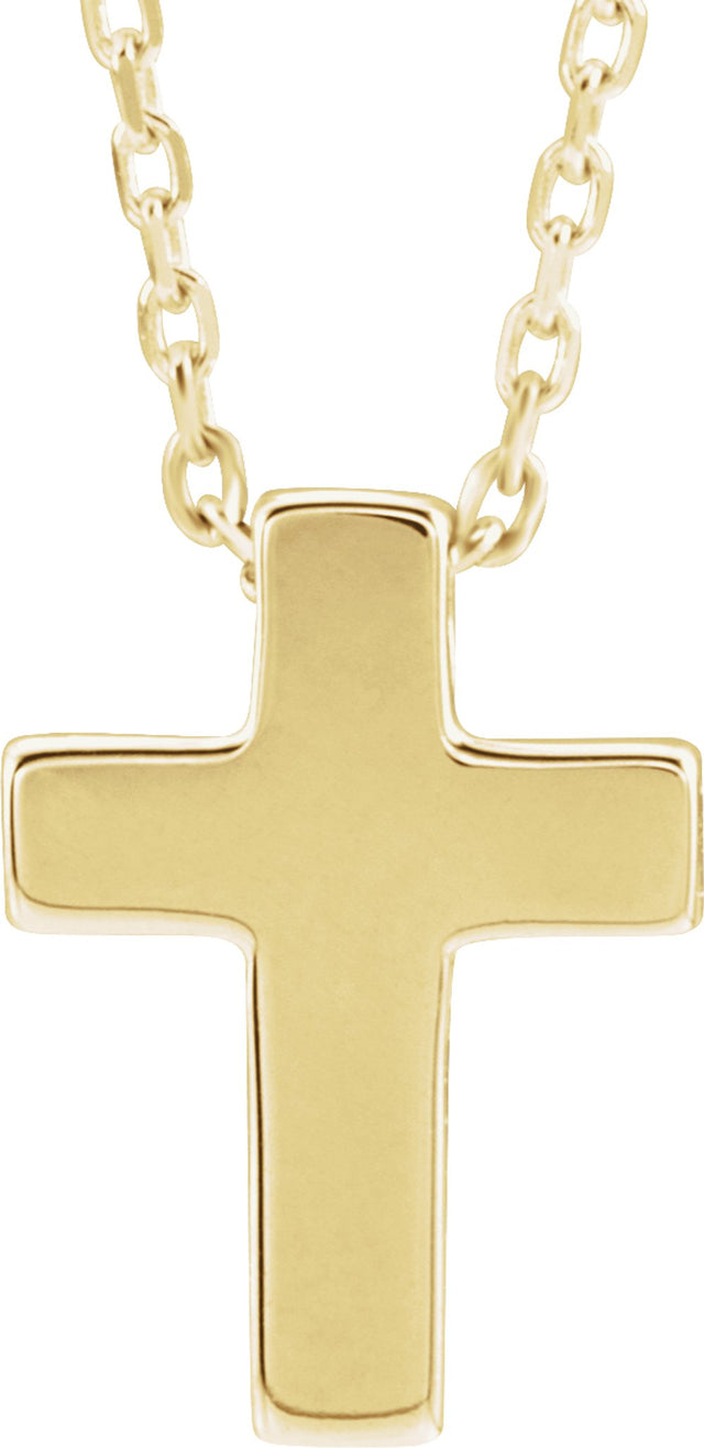 14K Yellow Gold Petite Cross 16-18" Necklace  