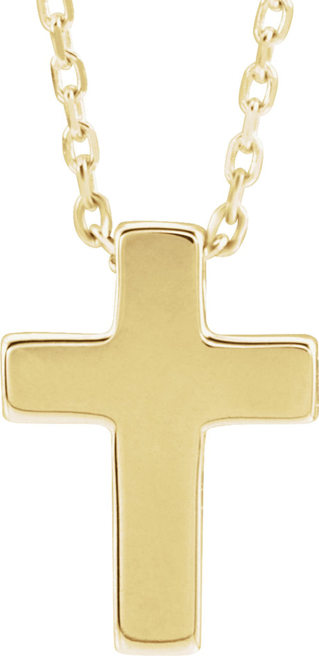 14K Yellow Gold Petite Cross 16-18" Necklace  
