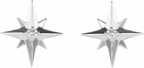 14K White .03 CTW Natural Diamond Star Earrings