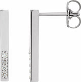 14K White Gold .07 CTW Natural Diamond Bar Earrings