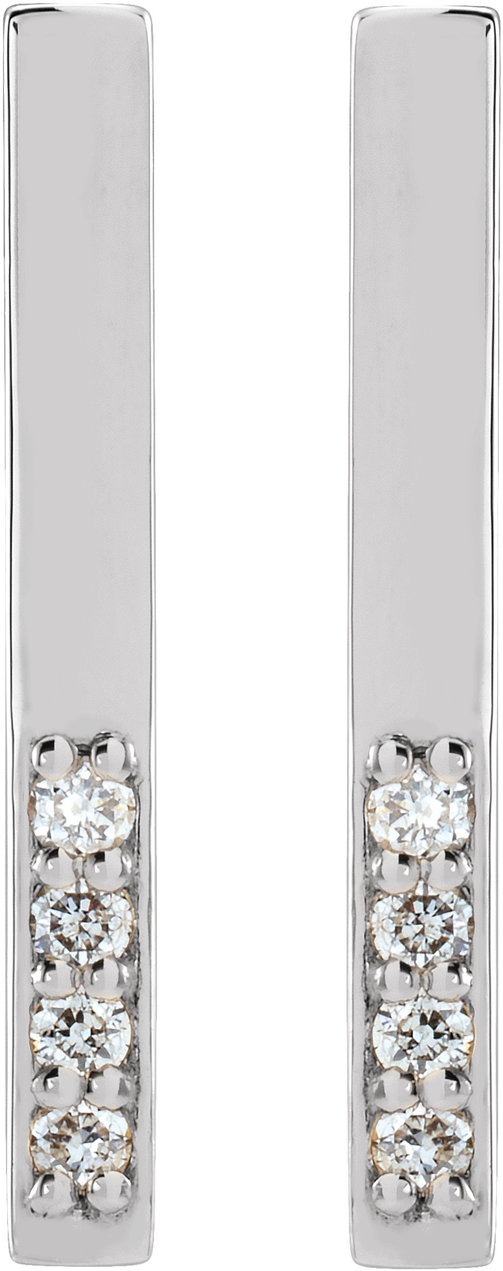 14K White .07 CTW Natural Diamond Bar Earrings