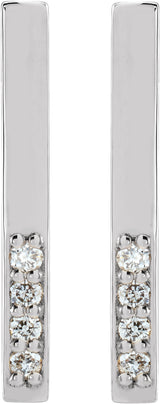 14K White Gold .07 CTW Natural Diamond Bar Earrings