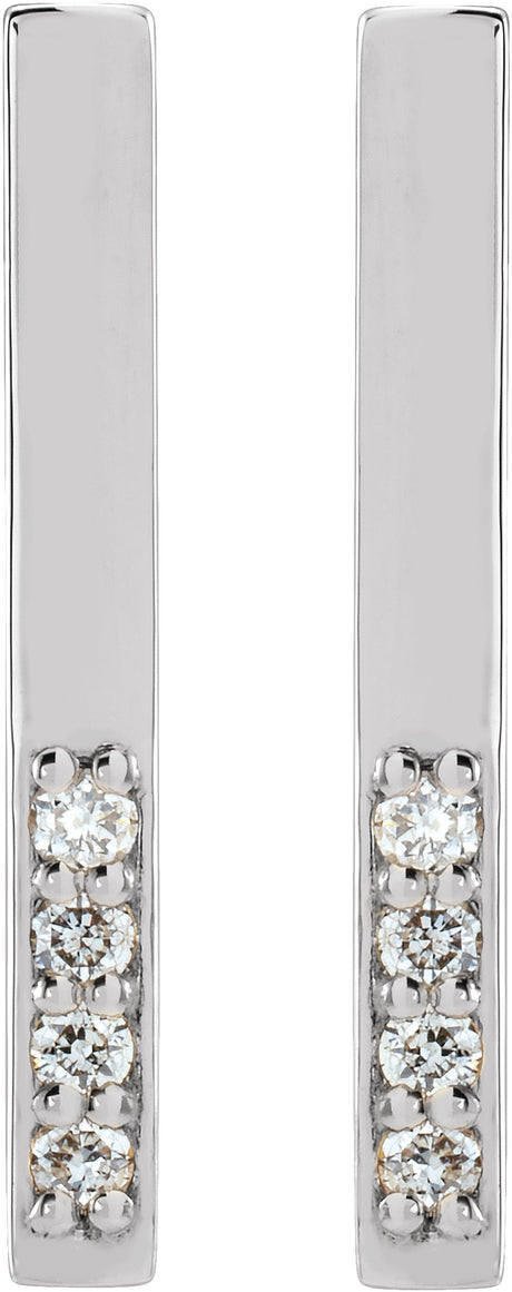 14K White .07 CTW Natural Diamond Bar Earrings