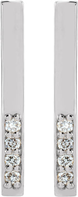 14K White .07 CTW Natural Diamond Bar Earrings