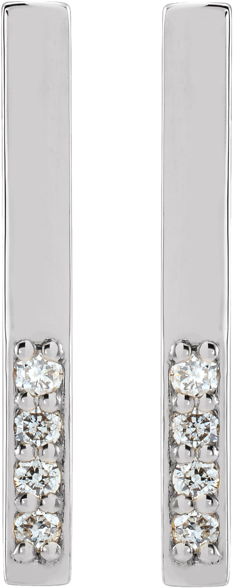 14K White .07 CTW Natural Diamond Bar Earrings