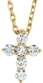 14K Yellow 1/6 CTW Lab-Grown Diamond Cross 16-18" Necklace