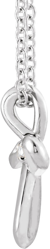 14K White Gold .015 CTW Natural Diamond Cross 16-18" Necklace