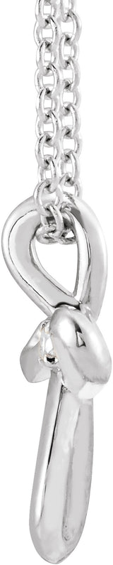 14K White Gold .015 CTW Natural Diamond Cross 16-18" Necklace