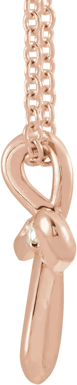 14K Rose Gold .015 CTW Natural Diamond Cross 16-18" Necklace 