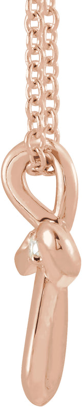 14K Rose Gold .015 CTW Natural Diamond Cross 16-18" Necklace 