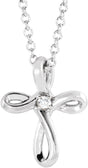14K White Gold .015 CTW Natural Diamond Cross 16-18" Necklace