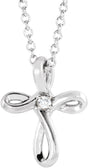 14K White Gold .015 CTW Natural Diamond Cross 16-18" Necklace