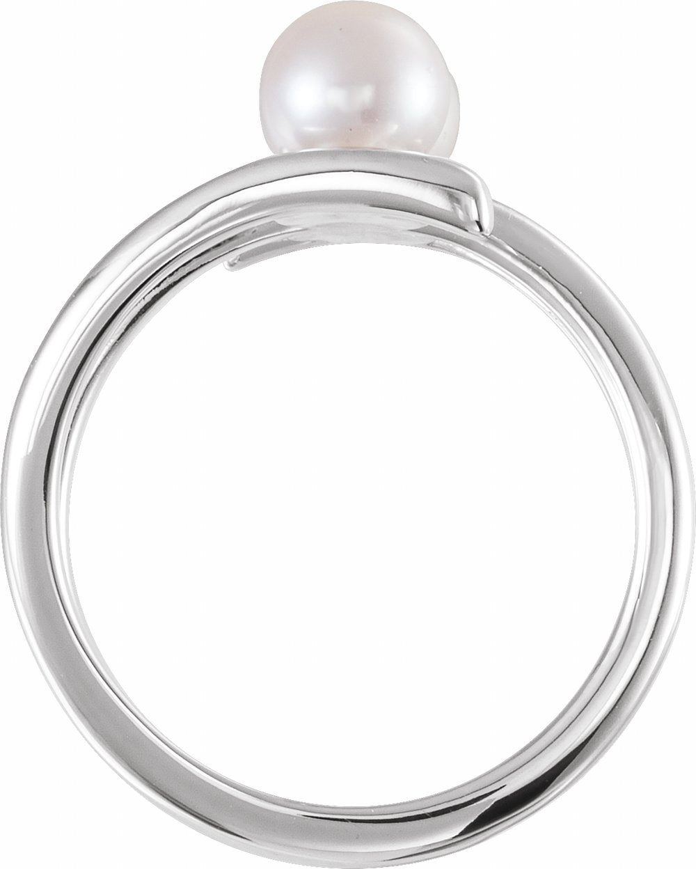 14K White Cultured White Freshwater Pearl Two-Stone Ring