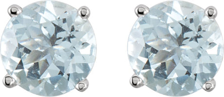 14K White 6 mm Natural Aquamarine Stud Earrings