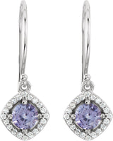 14K White Gold Natural Tanzanite & 1/5 CTW Natural Diamond Earrings