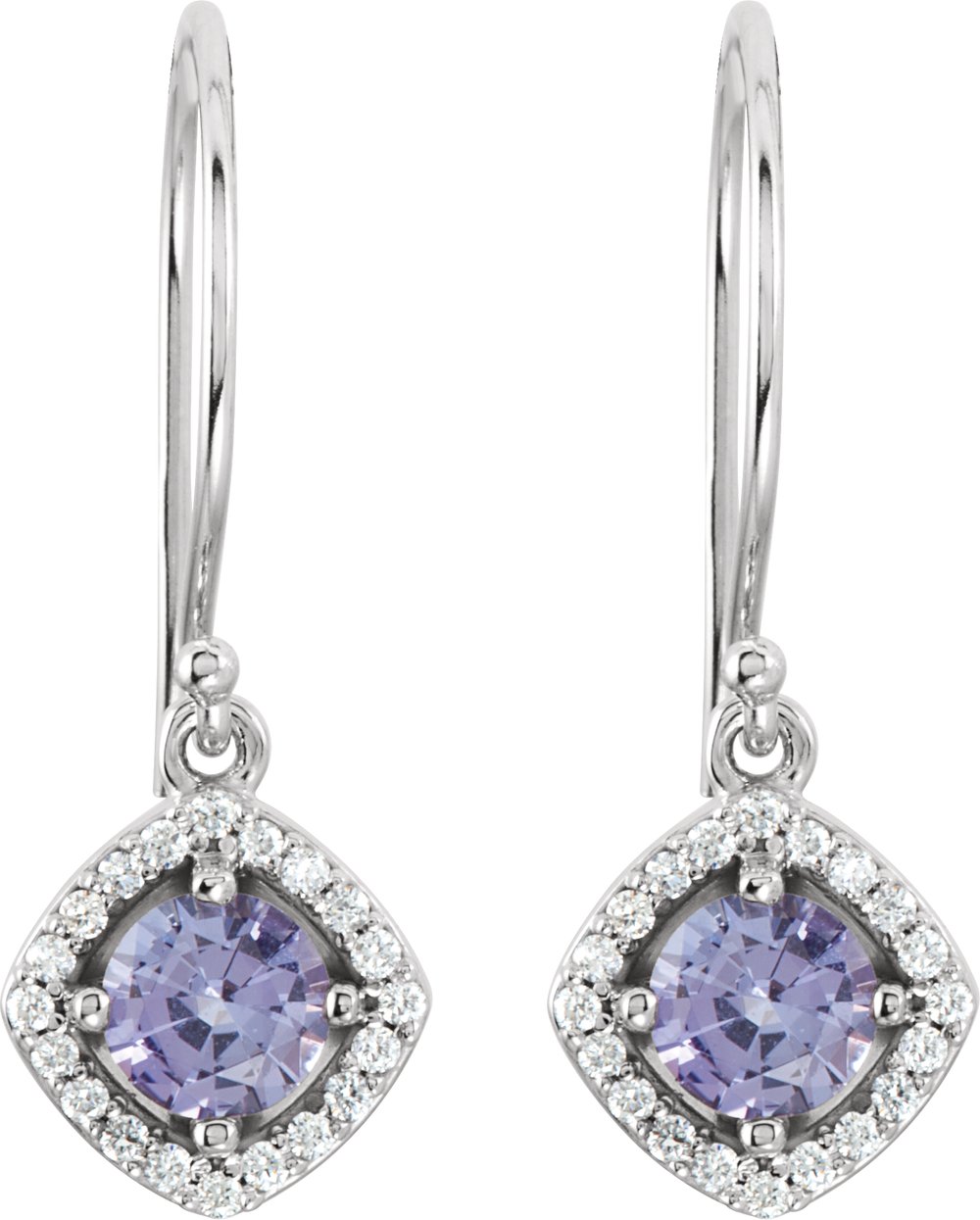 14K White Natural Tanzanite & 1/5 CTW Natural Diamond Earrings