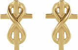 14K Yellow Infinity-Inspired Cross Earrings