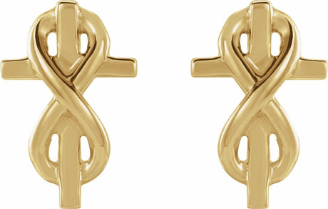 14K Yellow Infinity-Inspired Cross Earrings