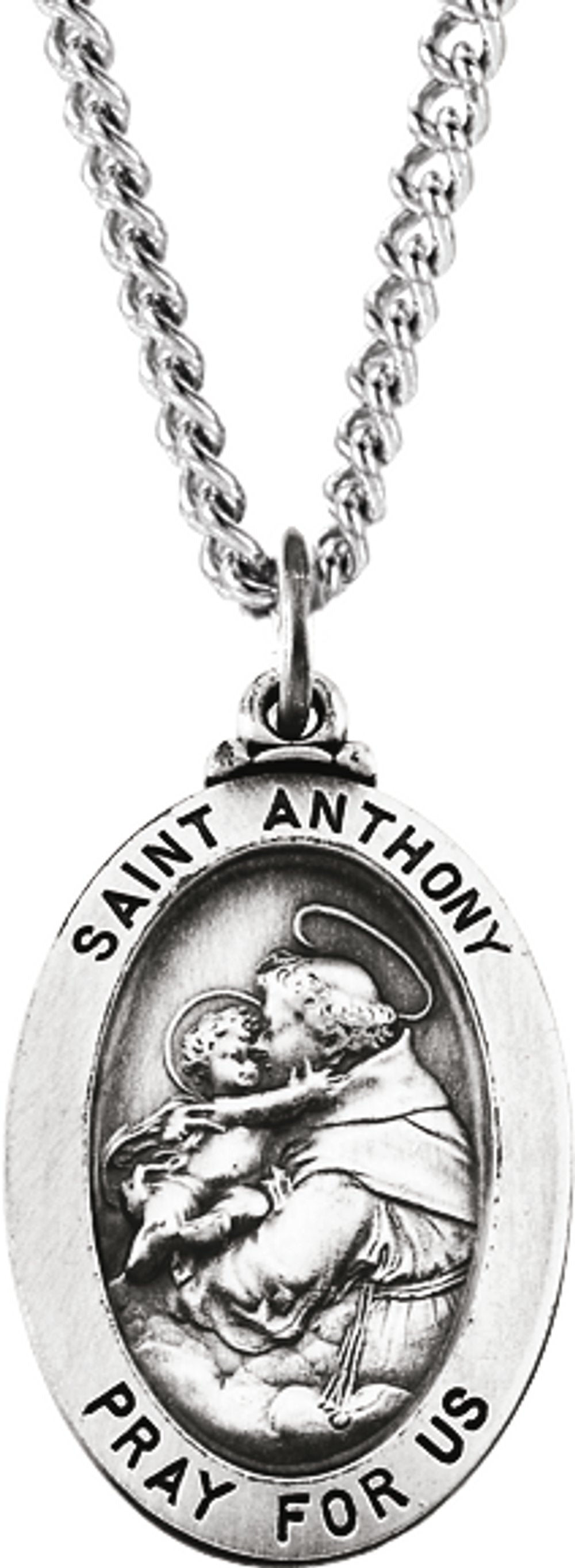 Sterling Silver 25x17.75 mm St. Anthony of Padua Medal 24" Necklace  