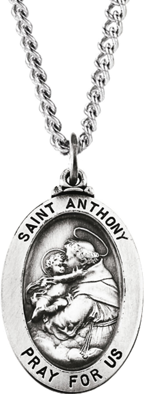 Sterling Silver 25x17.75 mm St. Anthony of Padua Medal 24" Necklace  