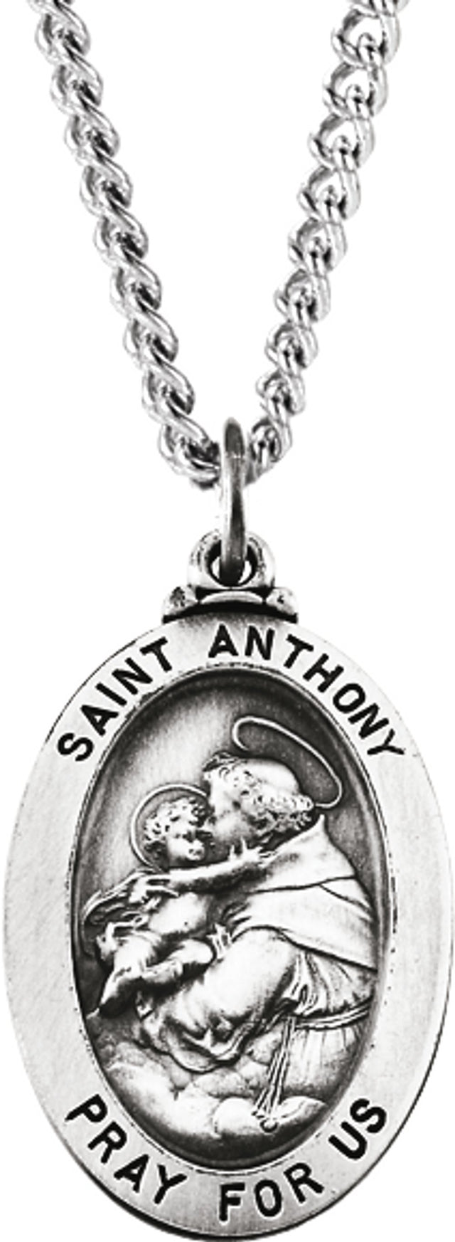 Sterling Silver 25x17.75 mm St. Anthony of Padua Medal 24" Necklace  