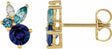 14K Yellow Gold Natural Blue Sapphire, Natural Aquamarine, Natural Blue Zircon & .07 CTW Natural Diamond Earrings