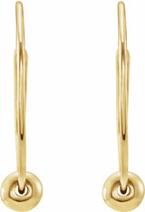 14K Yellow Youth Hoop Earrings with Bead
