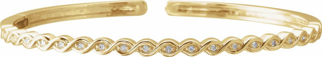 14K Yellow Gold 1/6 CTW Natural Diamond Stackable Bangle 7" Bracelet   