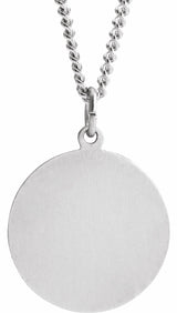 Sterling Silver 22 mm Round Sacred Heart of Jesus 24" Necklace