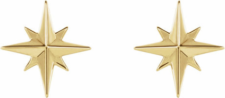 14K Yellow Star Earrings