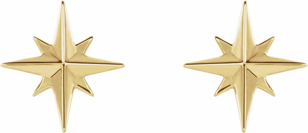 14K Yellow Star Earrings