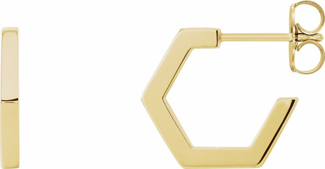 14K Yellow Geometric 12.6 mm Hoop Earrings