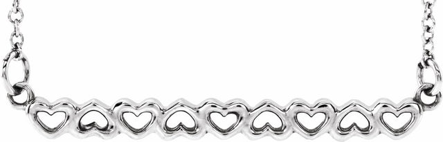 Sterling Silver Heart Bar 16-18" Necklace  