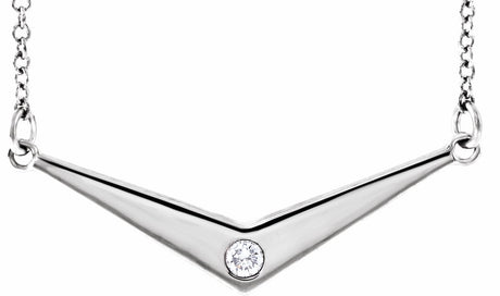 Sterling Silver .03 CTW Natural Diamond V 18" Necklace