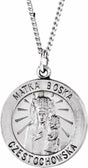 Sterling Silver 18.25 Round Matka Boska Medal 18" Necklace  