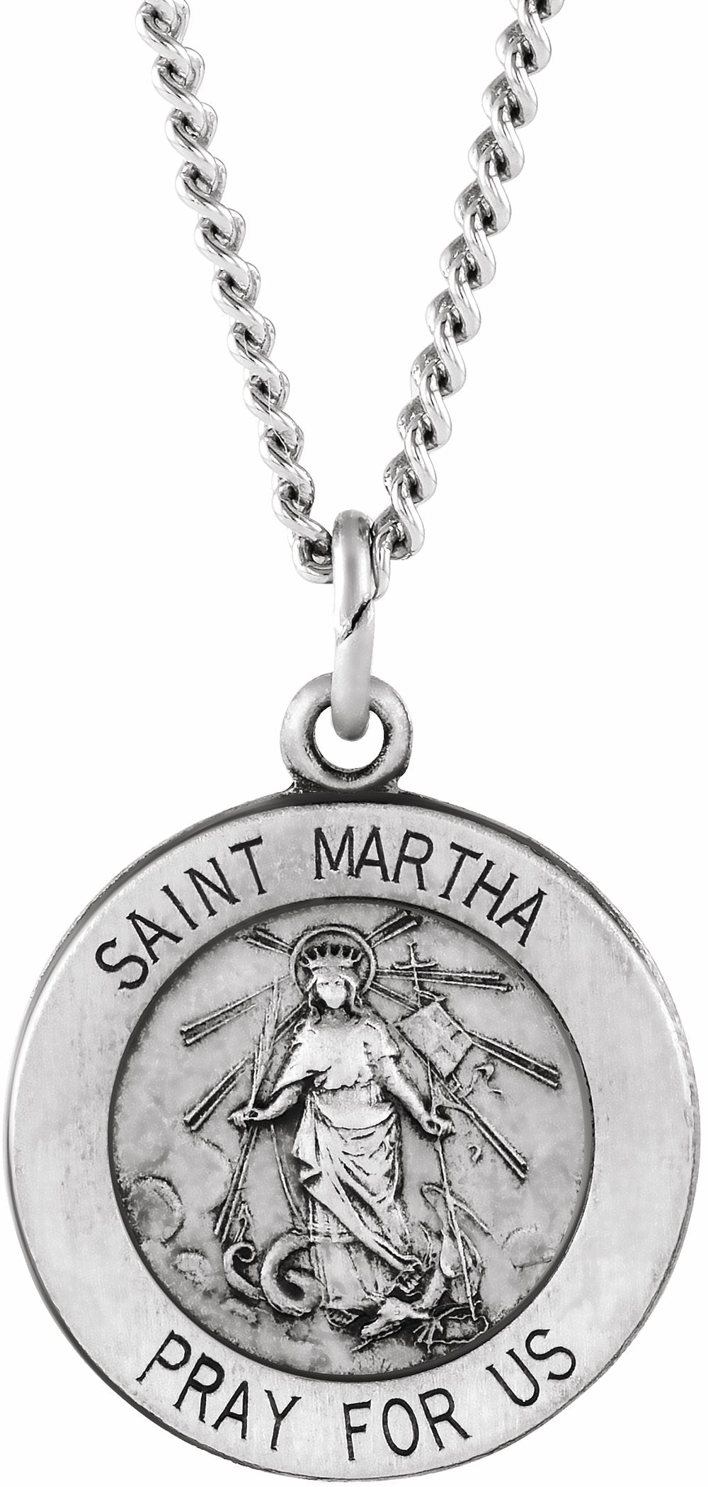 Sterling Silver 18 mm St. Martha 18" Necklace  