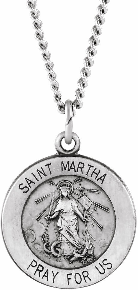 Sterling Silver 18 mm St. Martha 18" Necklace  