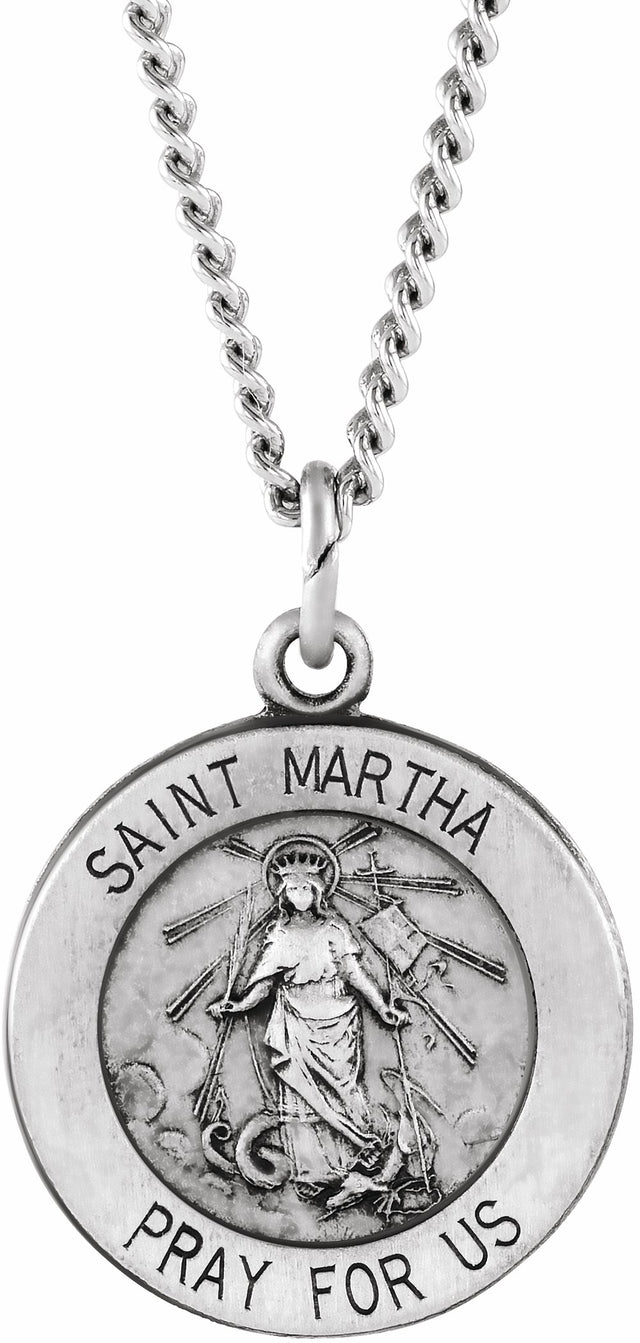 Sterling Silver 18 mm St. Martha 18" Necklace  