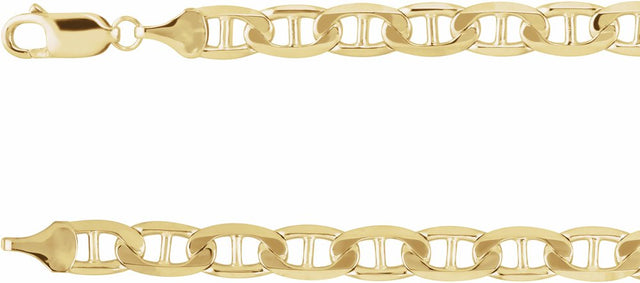 14K Yellow 6 mm Curbed Anchor 8 1/2 " Chain