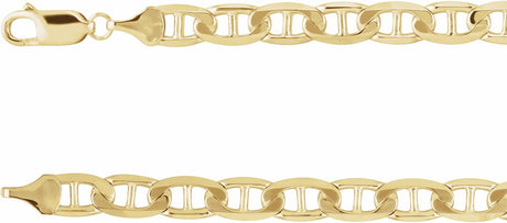14K Yellow Gold 6 mm Curbed Anchor 8 1/2 " Chain