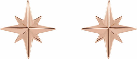 14K Rose Star Earrings