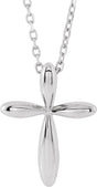 14K White 14.65x11.2 mm Cross 16-18" Necklace