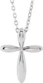 14K White Gold 14.65x11.2 mm Cross 16-18" Necklace