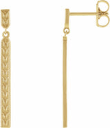 14K Yellow Sculptural Bar Earrings