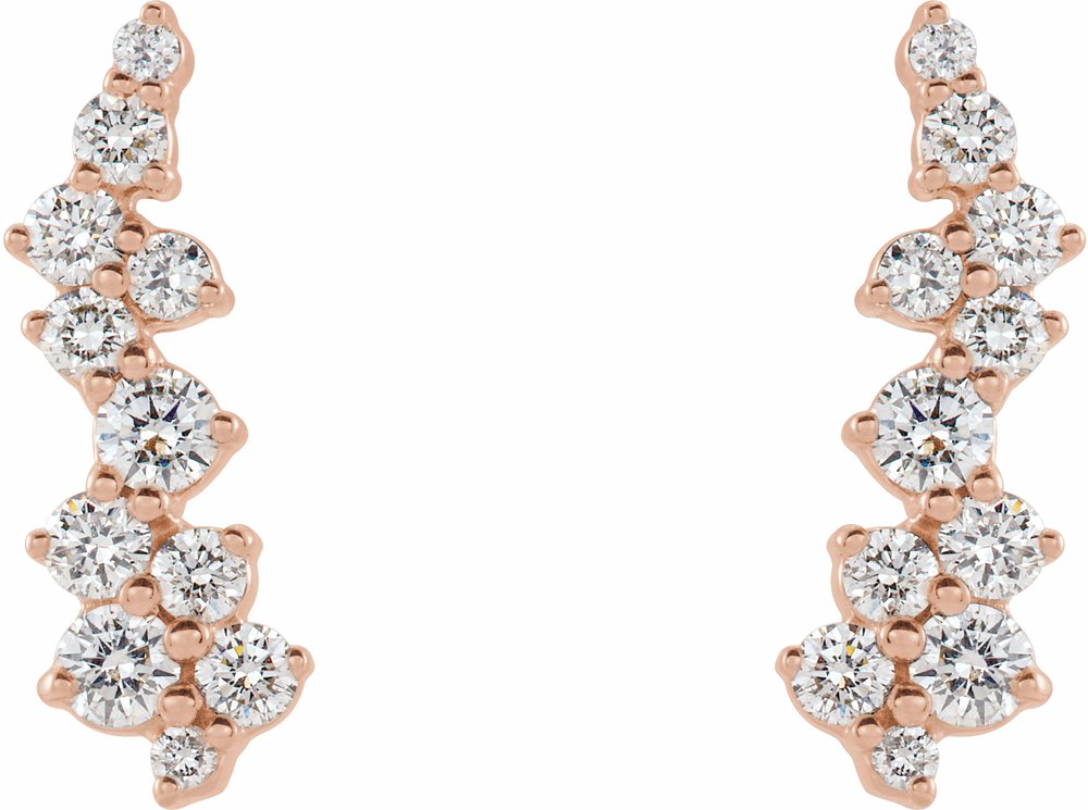 14K Rose 1/3 CTW Natural Diamond Ear Climbers