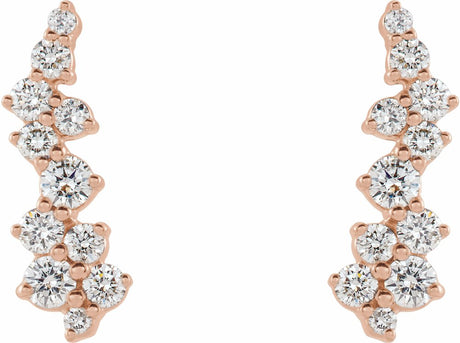 14K Rose 1/3 CTW Natural Diamond Ear Climbers