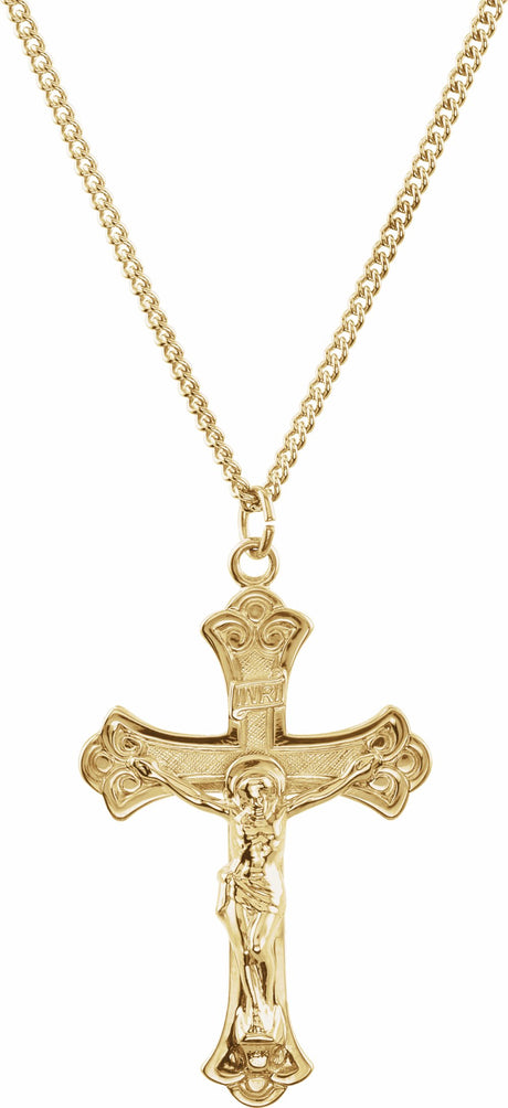 24K Yellow Gold-Plated 50x31 mm Crucifix 24" Necklace