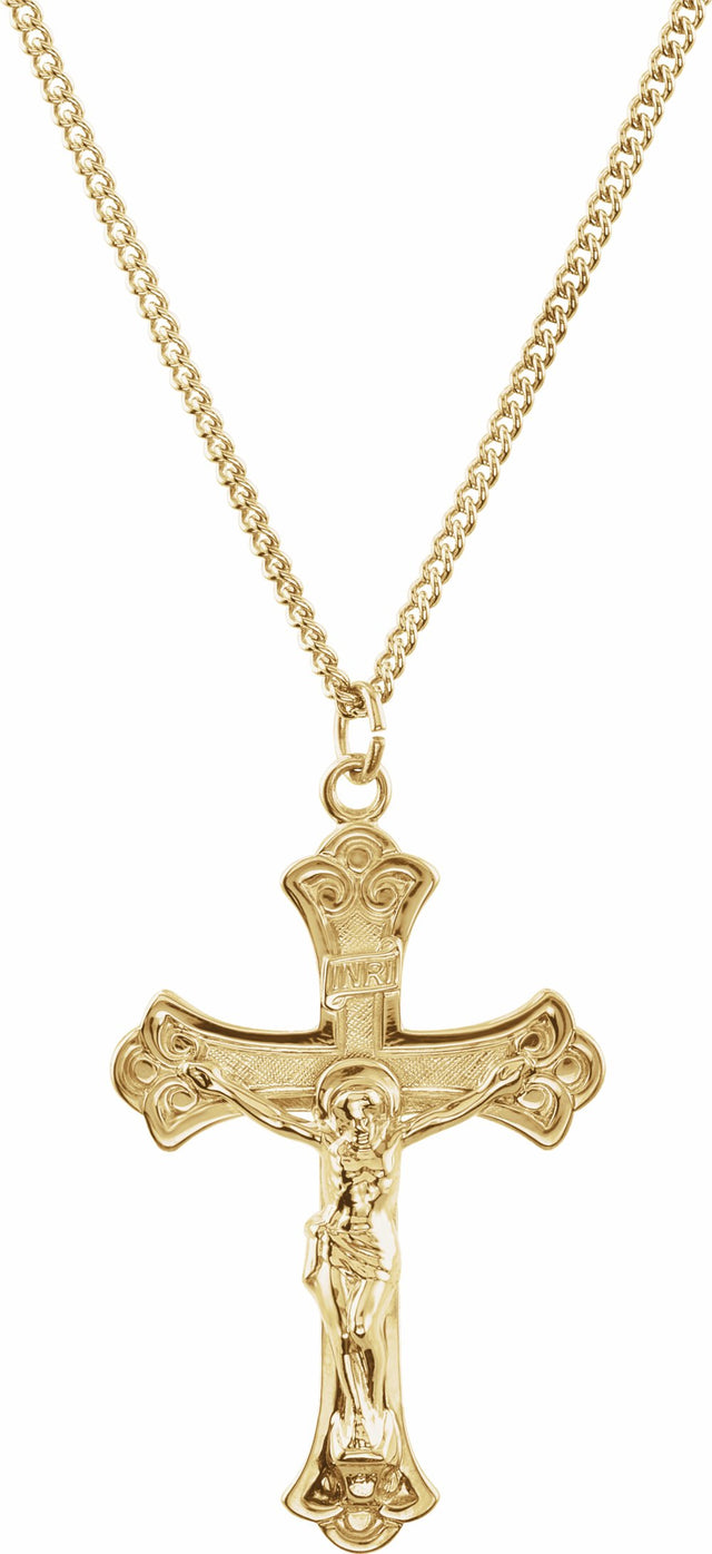 24K Yellow Gold-Plated 50x31 mm Crucifix 24" Necklace
