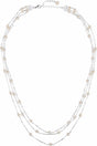 Sterling Silver Cultured White Freshwater Pearl 3-Strand 17" Necklace